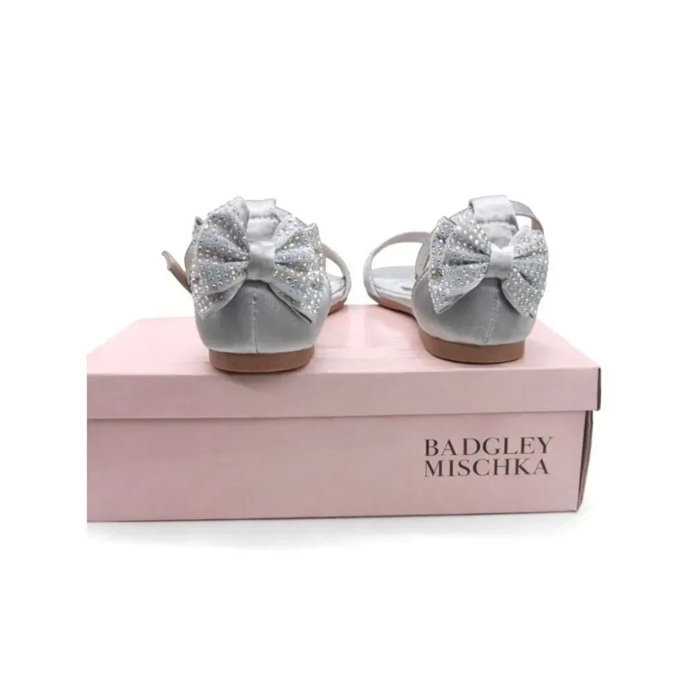 Badgley Mischka Kids Ericka Flat Sandal Rhinestone Bow Dress Shoes Girls 13